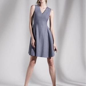 THEORY WOOL POCKETED FLARE STRUCTURED LINED DRESS EUC SIZE 0